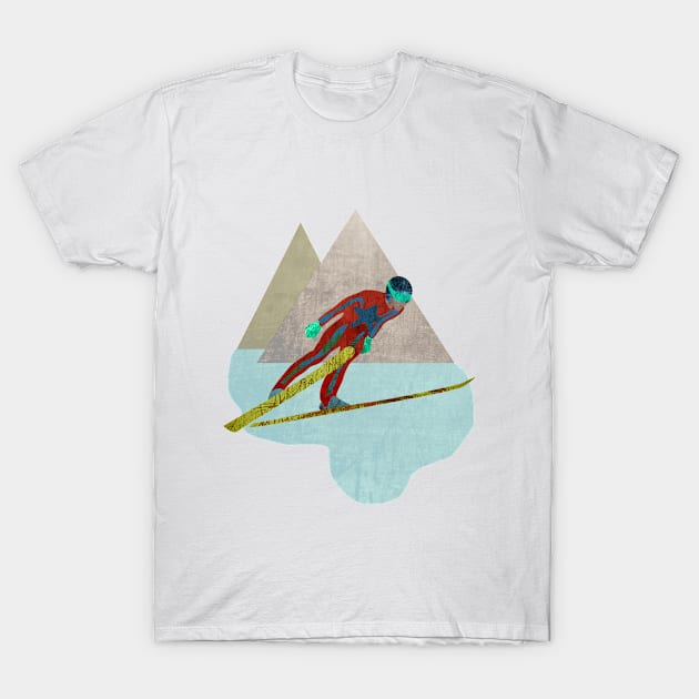 Skijumper with Mountains T-Shirt by louweasely